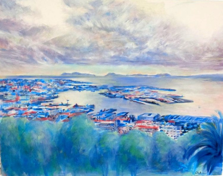 “Blue Vigo” 100 x 80 cm Óleo sobre lienzo Eila Pérez Vázquez. Colectivo Arte Miúda 2014